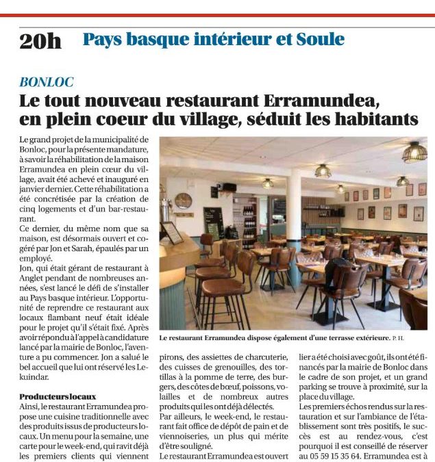 Nouveau restaurant Erramundea